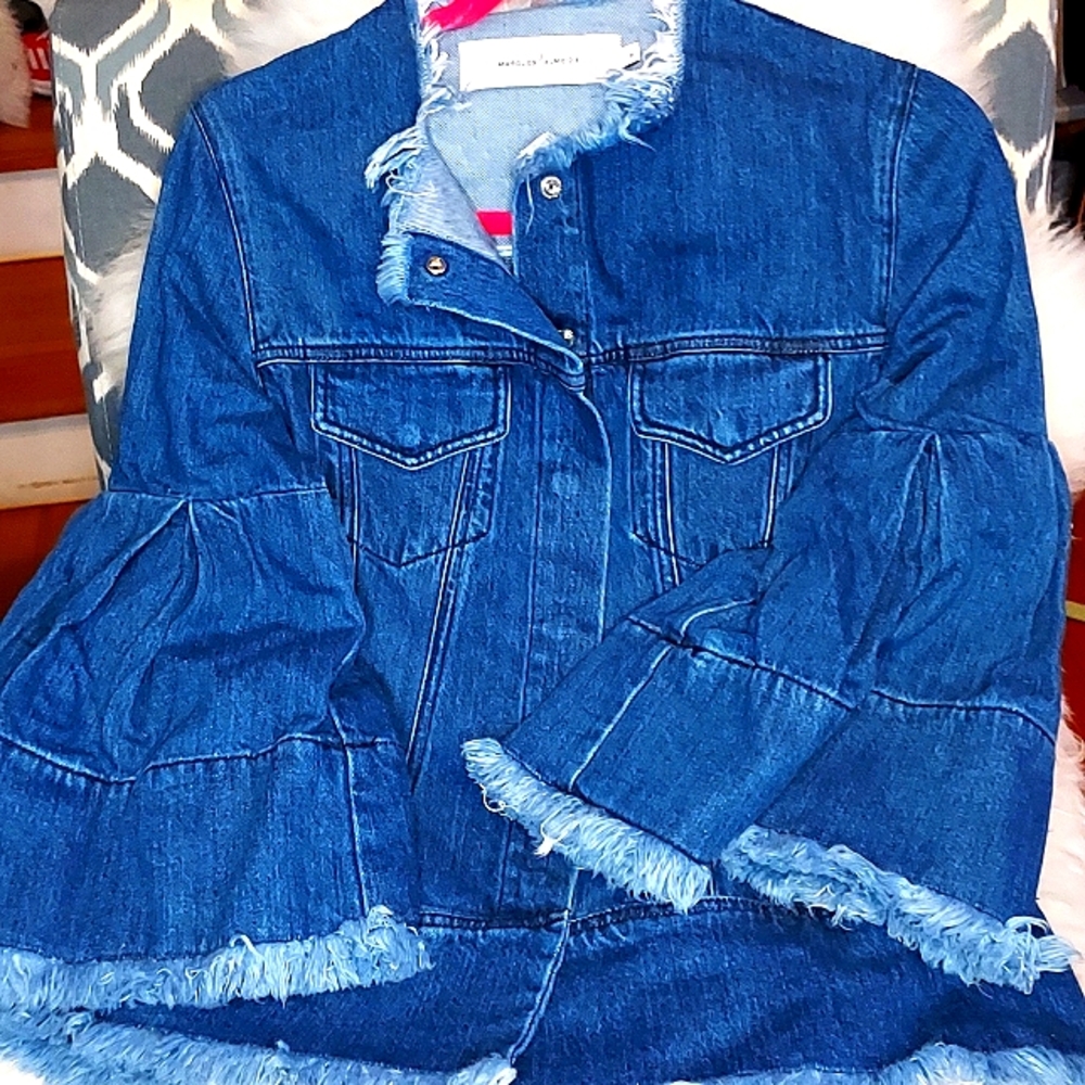 Denim Classic Fitted Jacket With Bell Sleeves
